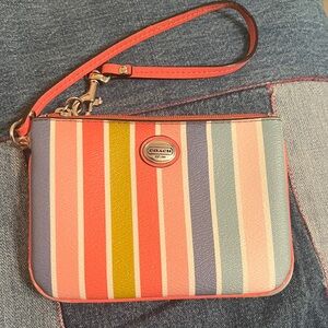 Coach Peyton Striped Wristlet